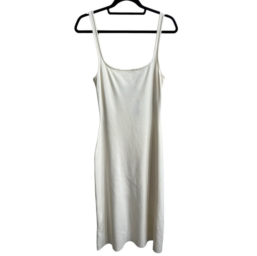 Rumored NWT Square Neck Fitted Ribbed Parisian Midi Dress Ivory Women's Sz M